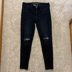 American Eagle Outfitters Women's Distressed Navy Skinny Jeans